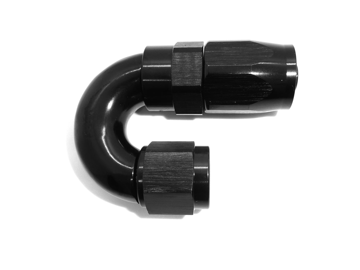 180 Degree 1 Piece Swivel Hose End Hard Anodised